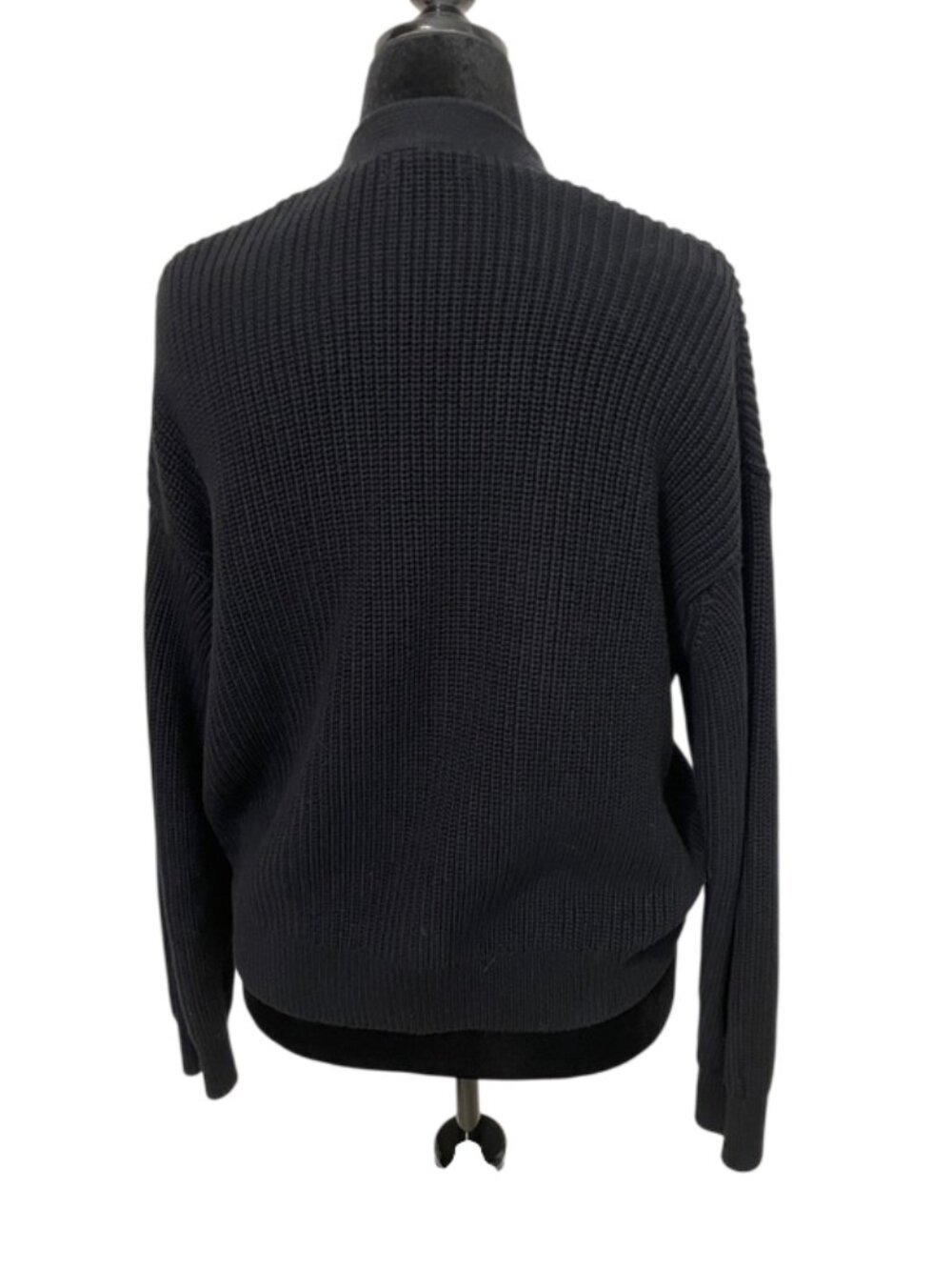 Quince Fisherman Boxy Cropped Cardigan Women's Small Black 100% Organic Cotton - Picture 6 of 14